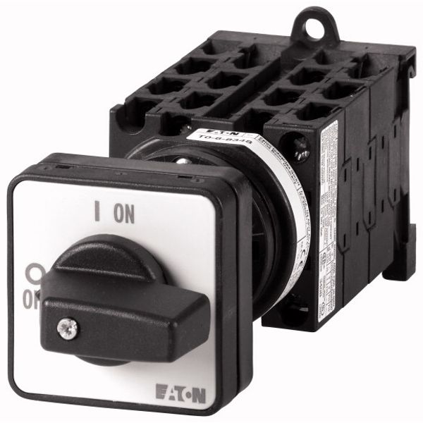 On-Off switch, T0, 20 A, rear mounting, 6 contact unit(s), 12-pole, with black thumb grip and front plate image 1