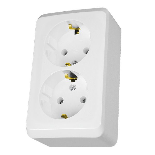 PRIMA - double socket-outlet with side earth - 16A, white image 4