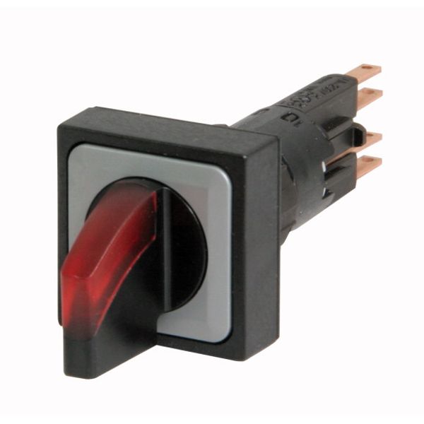 Illuminated selector switch actuator, maintained, 45° 45°, 25 × 25 mm, 3 positions, With thumb-grip, red, with VS anti-rotation tab, with filament bul image 1