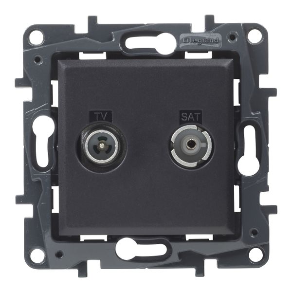 TV-R-SAT SOCKET THROUGH-WIRING BLACK image 1