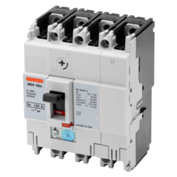 MSX 160c - COMPACT MOULDED CASE CIRCUIT BREAKERS - ADJUSTABLE THERMAL AND FIXED MAGNETIC RELEASE - 25KA 3P+N 160A 525V image 1