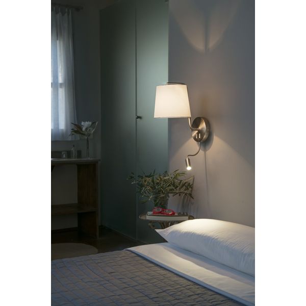 BERNI SATIN NICKEL WALL LAMP WITH LED READER 1XE27 image 2