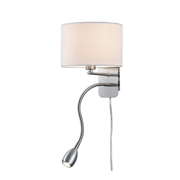 Hotel wall lamp with reading light E14 + LED white image 1