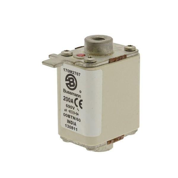 Fuse-link, high speed, 200 A, AC 690 V, size 00, 30 x 62 x 64 mm, aR, IEC, single indicator image 8