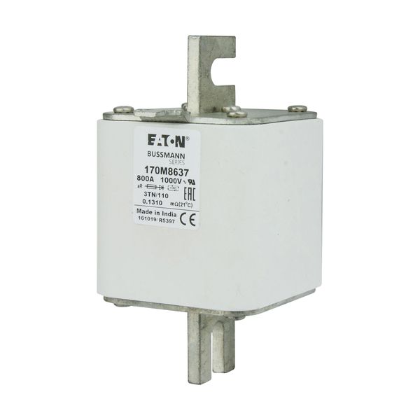 Fuse-link, high speed, 800 A, AC 1000 V, DIN 3, 74 x 90 x 139 mm, aR, DIN, IEC, single indicator image 7