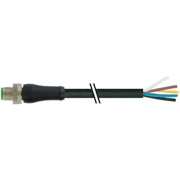 M12 Power male 0° S-cod. with cable PUR 4x1.5 bk UL/CSA+drag ch. 10m image 1