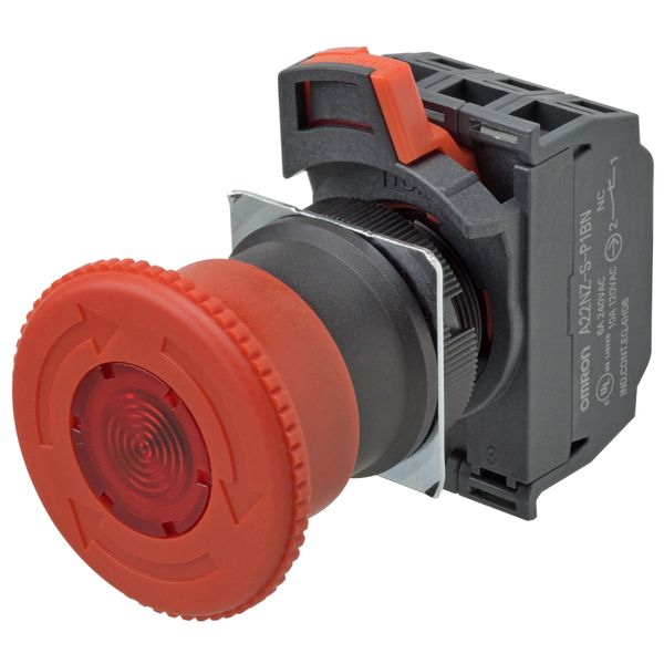 Emergency stop switch, Push-in, 24 VAC/DC illuminated, 40 mm dia, push image 1