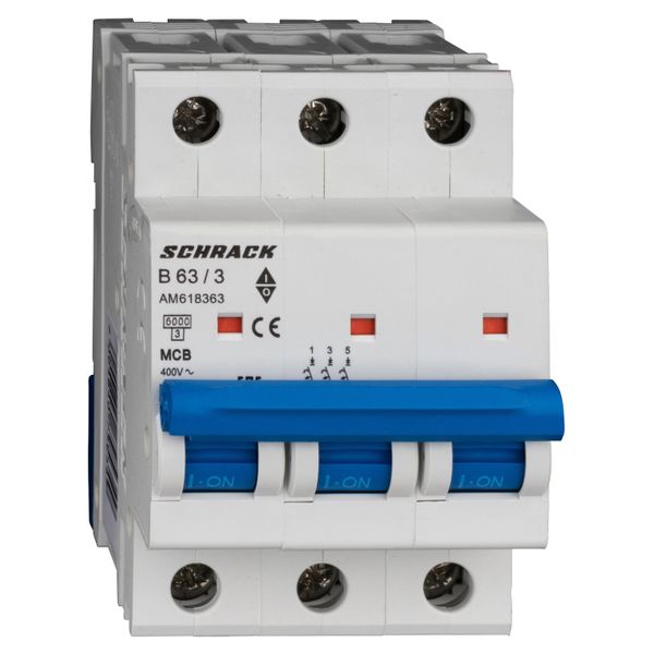 Miniature Circuit Breaker (MCB) AMPARO 6kA, B 63A, 3-pole image 1