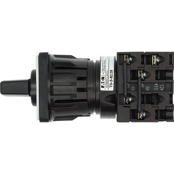 Reversing switches, T0, 20 A, centre mounting, 3 contact unit(s), Contacts: 5, 45 °, momentary, With 0 (Off) position, with spring-return from both di image 27