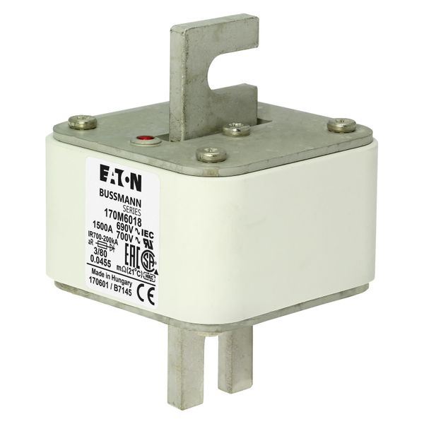 Fuse-link, high speed, 1500 A, AC 690 V, DIN 3, 76 x 76 x 109 mm, aR, DIN, IEC, single indicator image 7