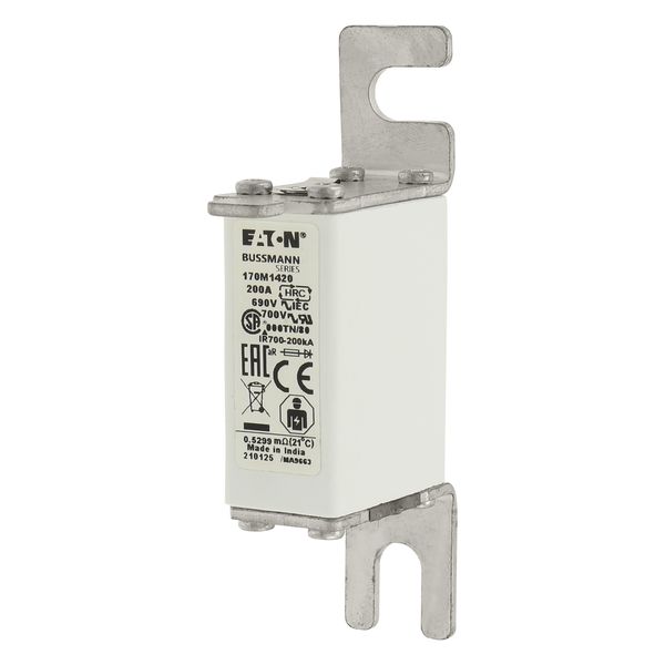 Fuse-link, high speed, 200 A, AC 690 V, DIN 000, aR, DIN, IEC, single indicator, live gripping lugs image 4