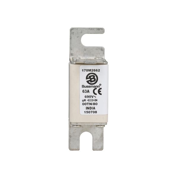 Fuse-link, high speed, 63 A, AC 690 V, DIN 00, 30 x 67 x 100 mm, gR, DIN, IEC, single indicator image 13