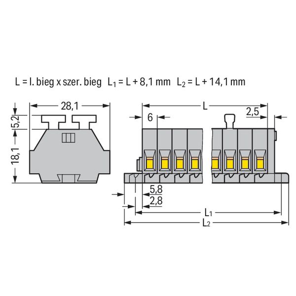 2-conductor terminal strip on both sides with push-buttons with fixing image 4