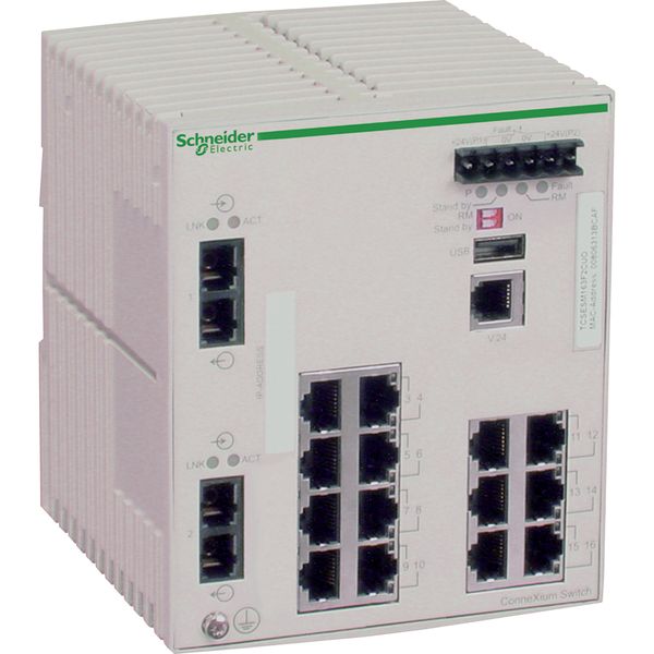 ConneXium Managed Switch - 14 ports for copper + 2 ports for fiber optic multimode image 1