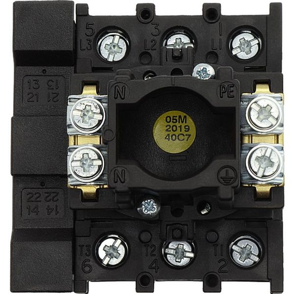 Main switch, P1, 32 A, flush mounting, 3 pole, 1 N/O, 1 N/C, STOP function, With black rotary handle and locking ring, Lockable in the 0 (Off) positio image 2