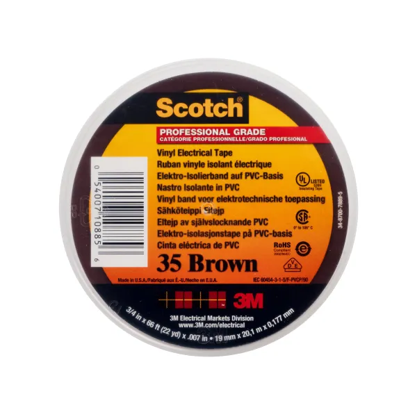 Scotch® Vinyl Color-Coding Electrical Tape 35, Brown, 19 mm x 20 m image 2