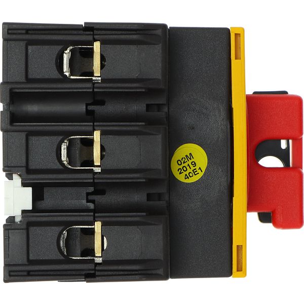 On-Off switch, P3, 63 A, service distribution board mounting, 3 pole, Emergency switching off function, with red thumb grip and yellow front plate, Lo image 13