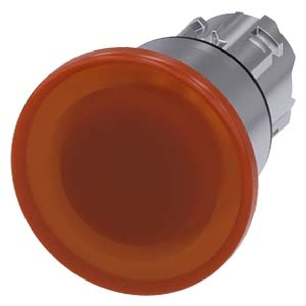 Illuminated mushroom pushbutton, 22 mm, round, metal, shiny, amber,  3SU1051-1BA00-0AA0-Z X90 image 1