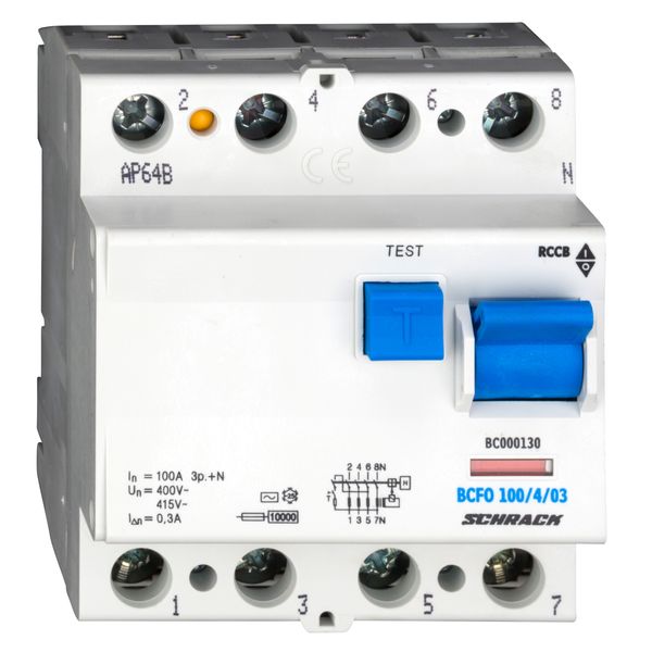 Residual current circuit breaker 100A, 4-pole,300mA, type AC image 1