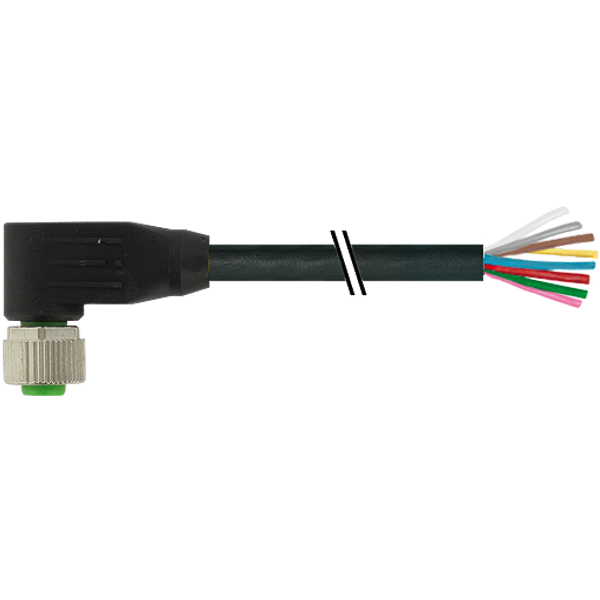M12 female 90° A-cod. with cable PVC 8x0.25 bk UL/CSA 50m image 1