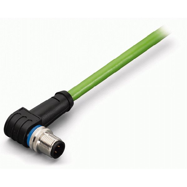 ETHERNET cable M12D plug angled 4-pole green image 3