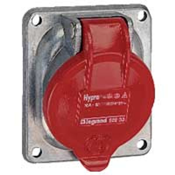 Panel mounting socket inclined outlet Hypra-IP44 -380/415V~ - 32A -3P+N+E -metal image 1