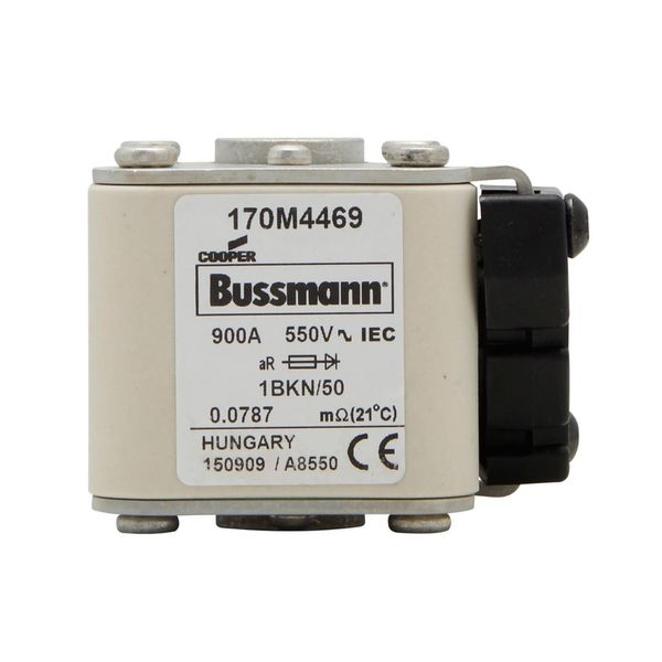 Fuse-link, high speed, 900 A, AC 550 V, size 1, 53 x 69 x 51 mm, aR, IEC, UL, type K indicator, flush end, M8 image 13