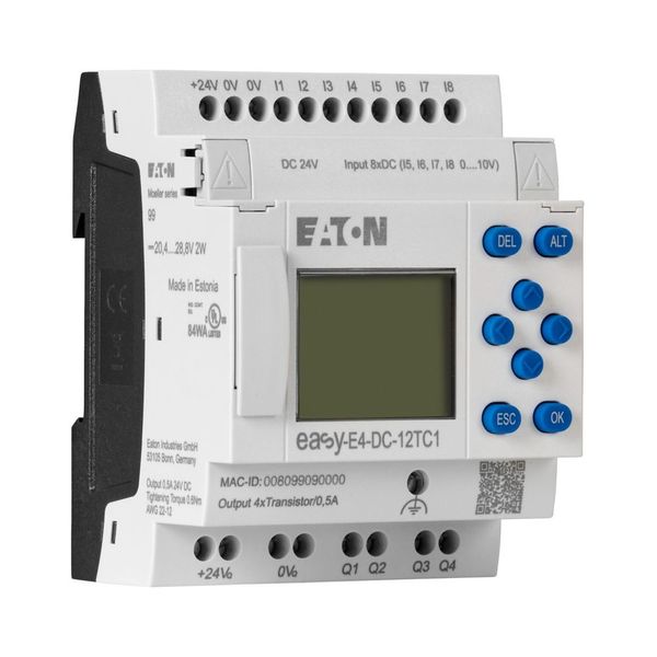 Control relays easyE4 with display (expandable, Ethernet), 24 V DC, Inputs Digital: 8, of which can be used as analog: 4, screw terminal image 11