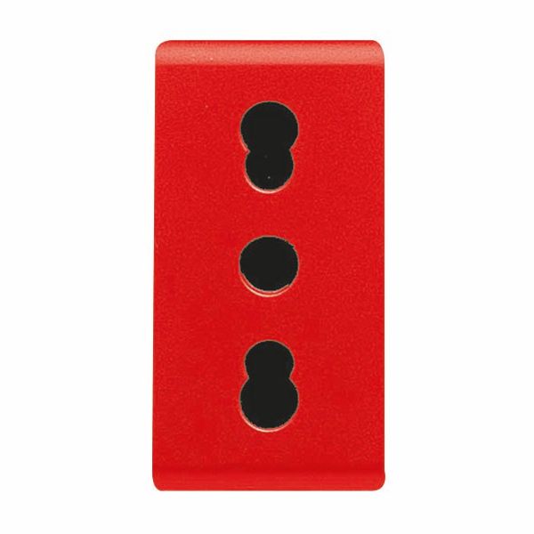 ITALIAN STANDARD SOCKET-OUTLET 250V ac - FOR DEDICATED LINES - 2P+E 16A DUAL AMPERAGE - P11-P17 - 1 MODULE - RED - SYSTEM image 2