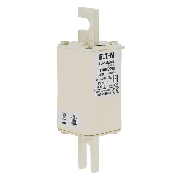 Fuse-link, high speed, 350 A, AC 1000 V, compact DIN 1, 43 x 61 x 138 mm, aR, DIN, IEC, type T indicator image 18