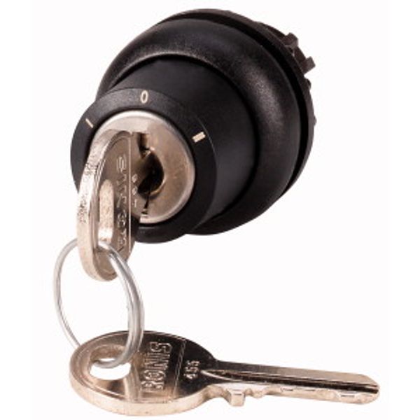 Key-operated actuator, maintained, 3 positions, Ronis 455, Key withdrawable: 0, Bezel: black image 1