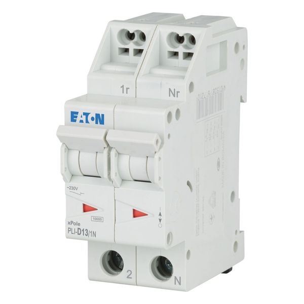 Miniature circuit breaker (MCB) with plug-in terminal, 13 A, 1p+N, characteristic: D image 1