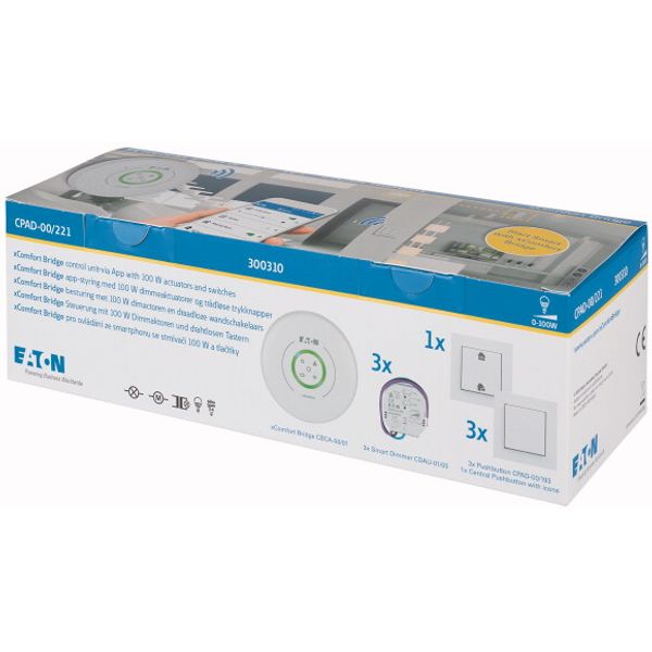 Wireless xComfort Bridge package, flush mount, 3 Smart Dimming Actuators, 0-100W, 230VAC, R/L/C/LED, 3 wireless switches, 1 wireless master switch, Pu image 2