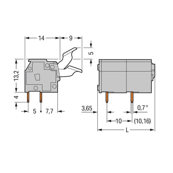 PCB terminal block finger-operated levers 2.5 mm² gray image 3