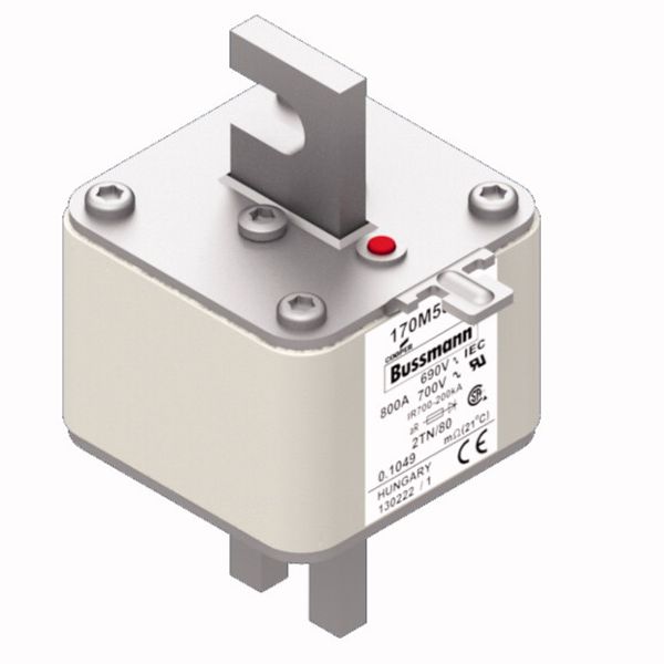 Fuse-link, high speed, 800 A, AC 690 V, DIN 2, 61 x 75 x 108 mm, aR, DIN, IEC, single indicator image 3