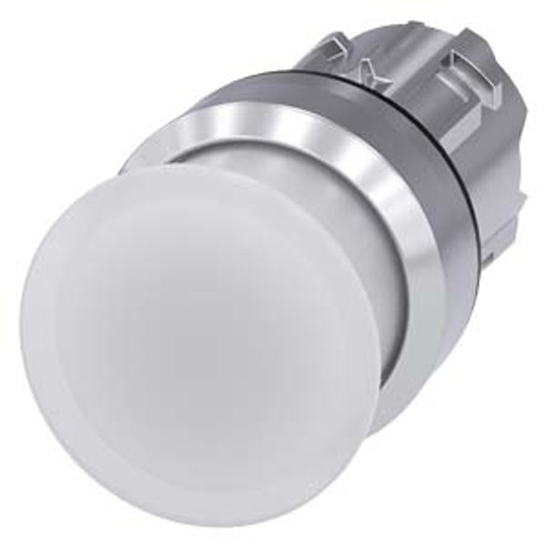 Illuminated mushroom pushbutton, 22 mm, round, metal, shiny, white, 30 mm, momentary contact type,  3SU1051-1AD60-0AA0-Z Y15 image 2