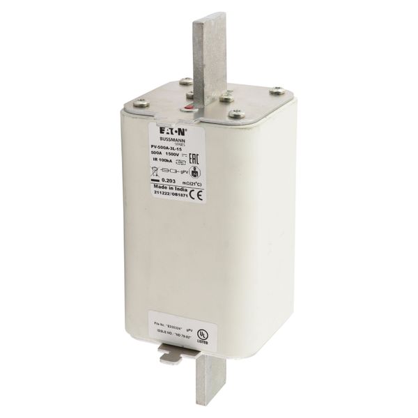 Fuse-link, high speed, 500 A, DC 1500 V, 3L, 75 x 205 mm, gPV, IEC, UL, with indicator image 3