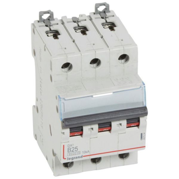 DX³6000 10kA high inlet and low outgoing screw circuit breaker 3P 400V~ - 25A - curve B - 3 modules image 1