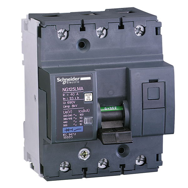 Miniature circuit-breaker, Acti9 NG125LMA, 3P, 40 A, MA curve, 50 kA (IEC 60947-2) image 5