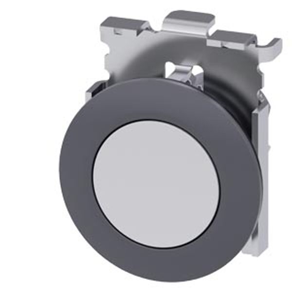 Pushbutton, 30 mm, round, Metal, matte, white, front ring for flush installation,  3SU1060-0JA60-0AA0-Z X90 image 2