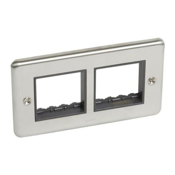 Synergy Authentic 2 gang front plate for two Arteor 2 modules mechanisms Brushed Stainless steel image 1