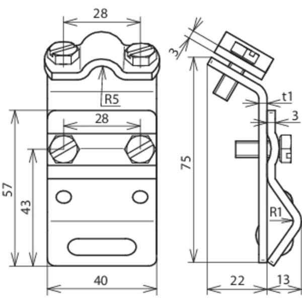 Gutter clamp Cu f. bead 13-25mm with two-screw cleat for Rd 7-10mm image 2