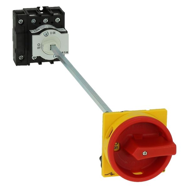 Main switch, P1, 40 A, rear mounting, 3 pole + N, Emergency switching off function, Lockable in the 0 (Off) position, With metal shaft for a control p image 9