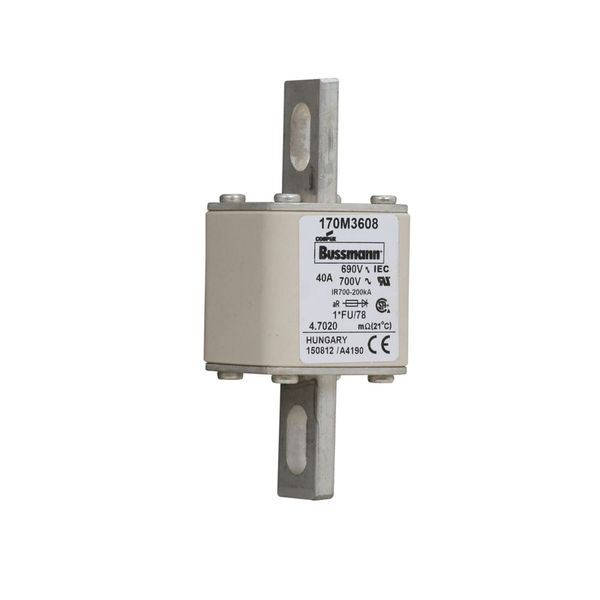 Fuse-link, high speed, 40 A, AC 690 V, compact size 1, 45 x 45 x 110 mm, aR, IEC, UL image 5