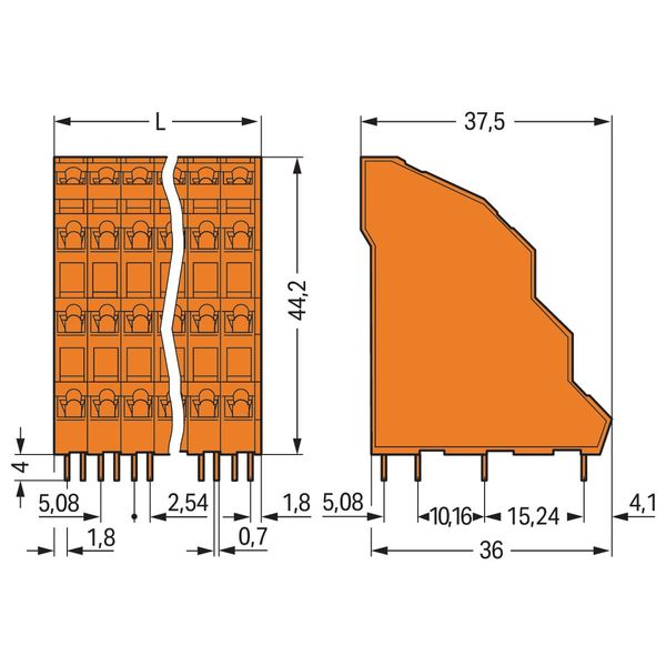 Quadruple-deck PCB terminal block 2.5 mm² Pin spacing 5.08 mm orange image 4