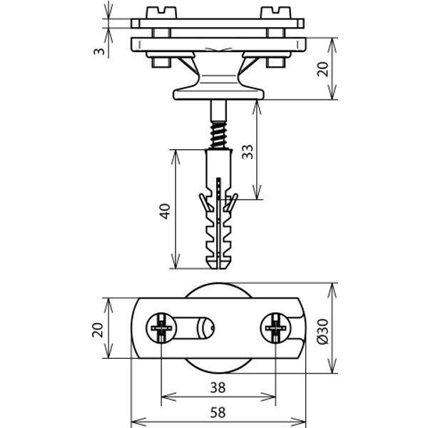 Conductor holder with flange ZDC for Fl -30mm St/tZn with screw and do image 2