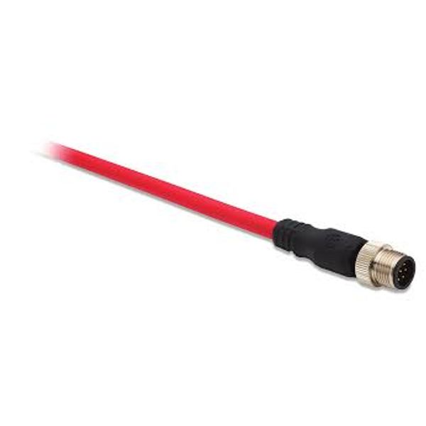 Cordset, 5-Pin, DC Micro, (M12), Female Straight, Red, 1 Meter image 1