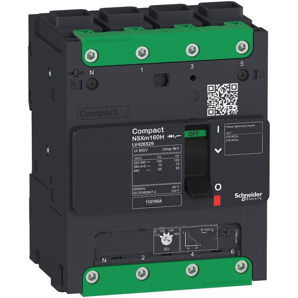 circuit breaker ComPact NSXm F (36 kA at 415 VAC), 4P 3d, 125 A rating TMD trip unit, EverLink connectors image 3