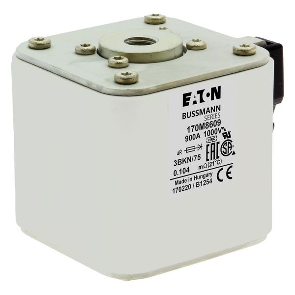 Fuse-link, high speed, 900 A, AC 1000 V, size 3, 74 x 92 x 76 mm, aR, IEC, UL, single indicator image 24