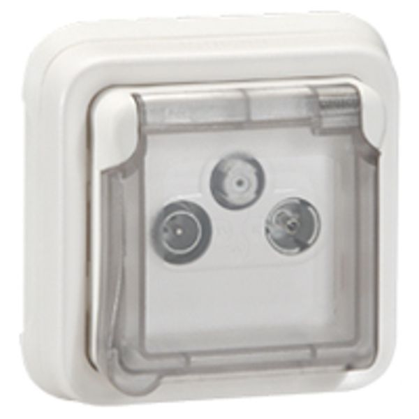 TV-R-SAT socket Plexo IP 55 antibacterial - modular-Artic white image 1